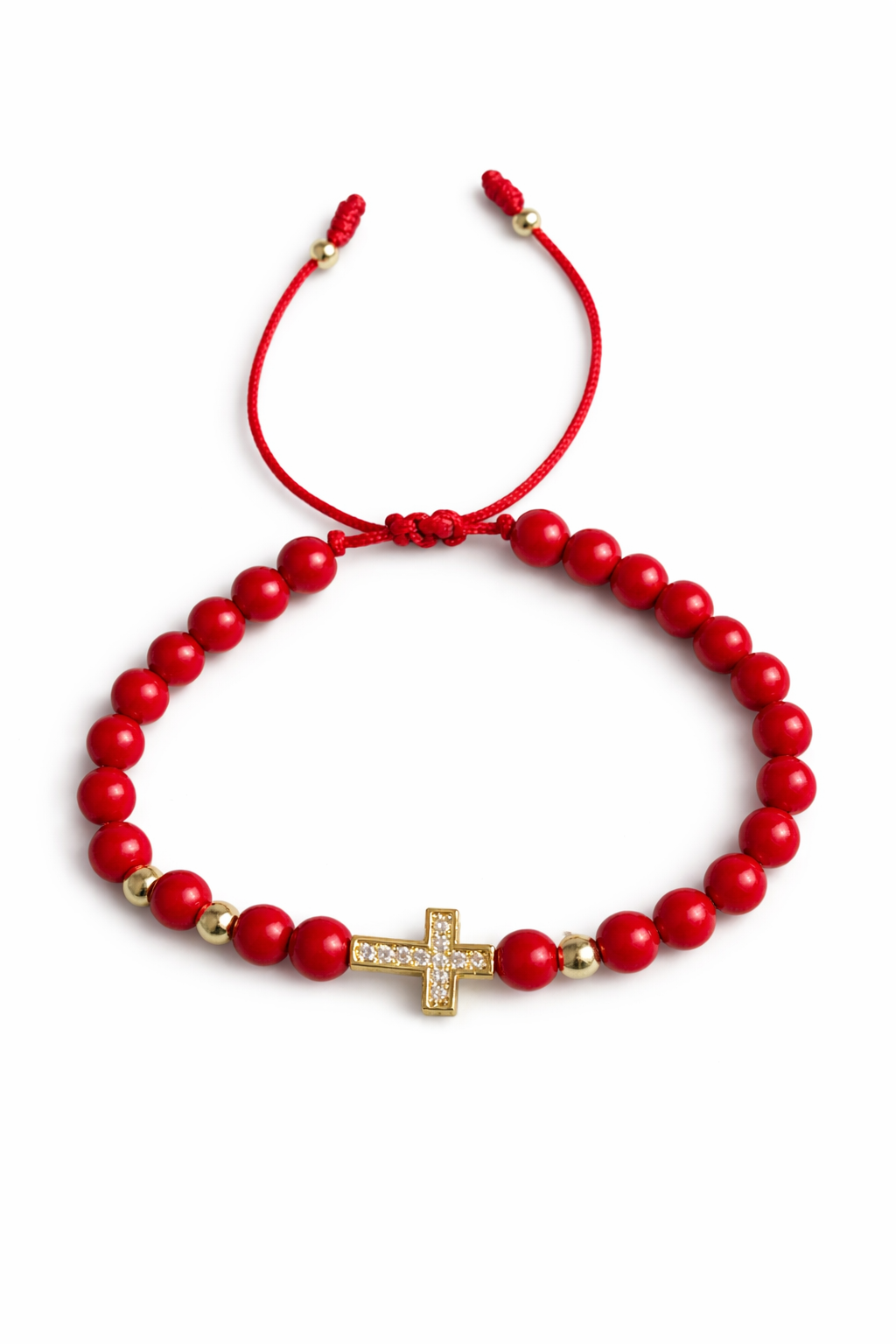 Pulsera ajustable piedras naturales con cruz de acero