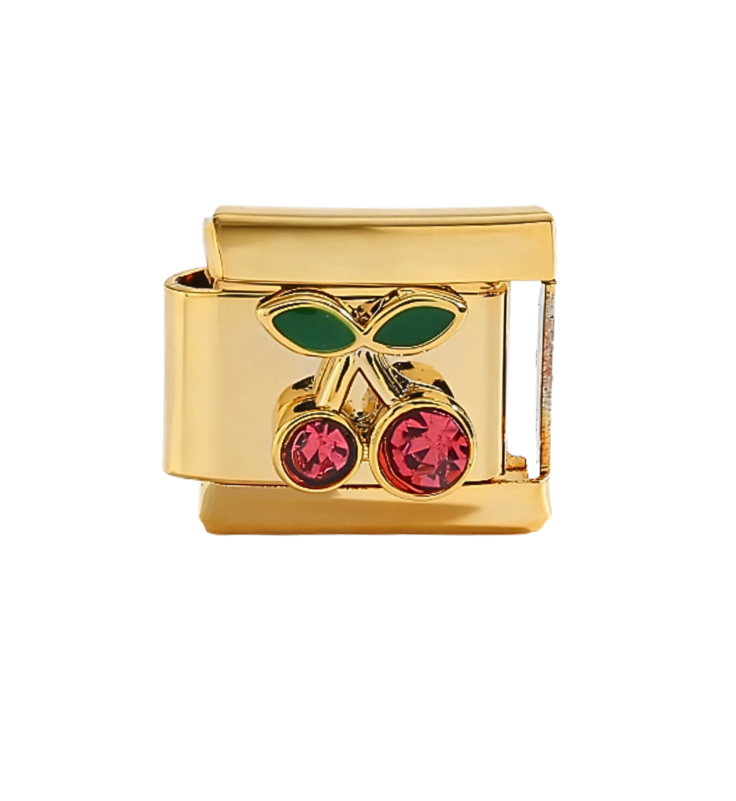 Charm Dorado Cereza Cristal
