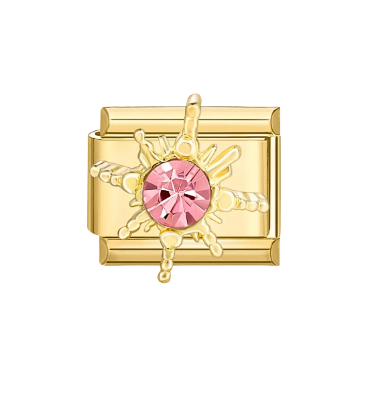 Charm Dorado Sol Diamante Rosa