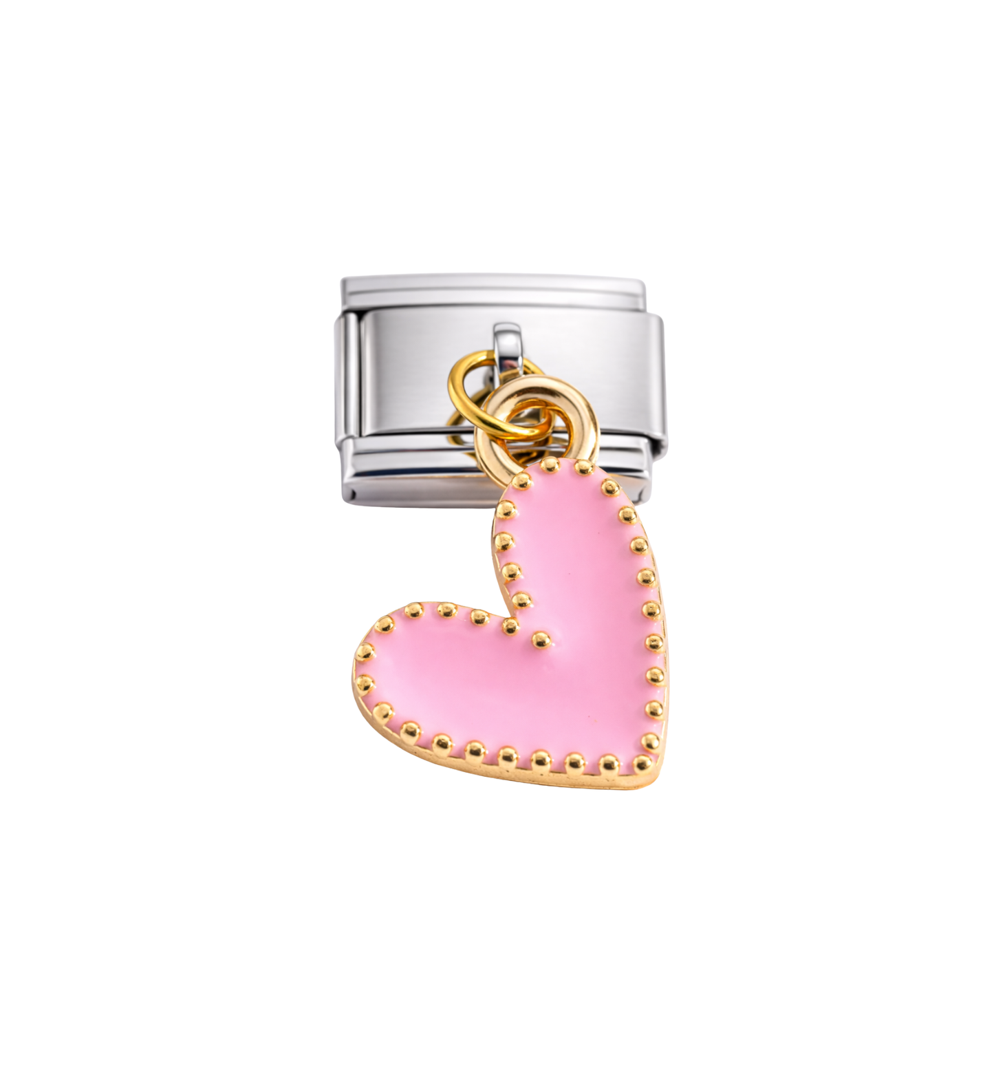 Charm plateado colgante corazón rosa