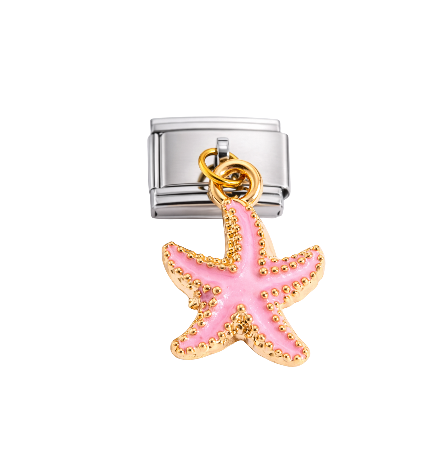 Charm plateado colgante estrella de mar rosa