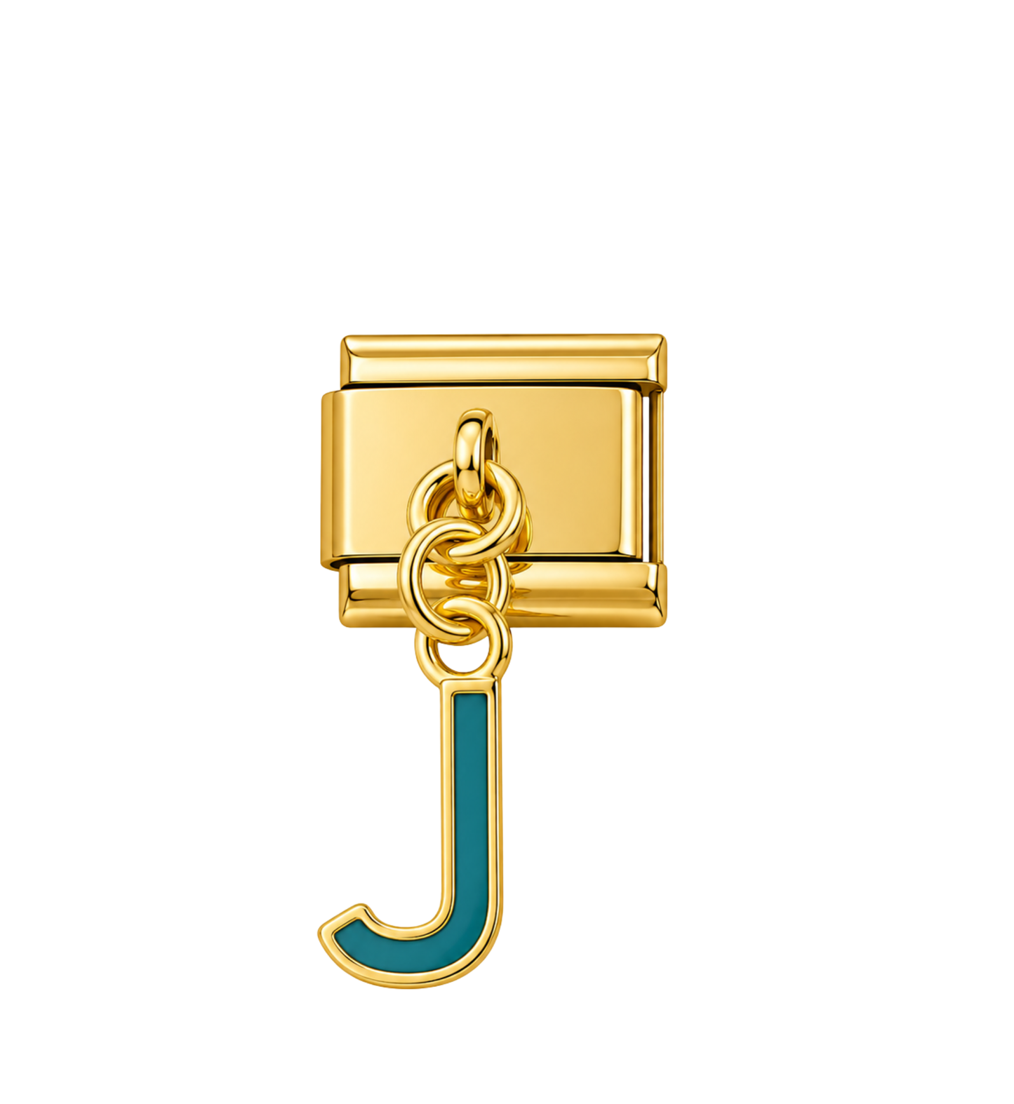 Charm dorado colgante letra J acero inoxidable 304
