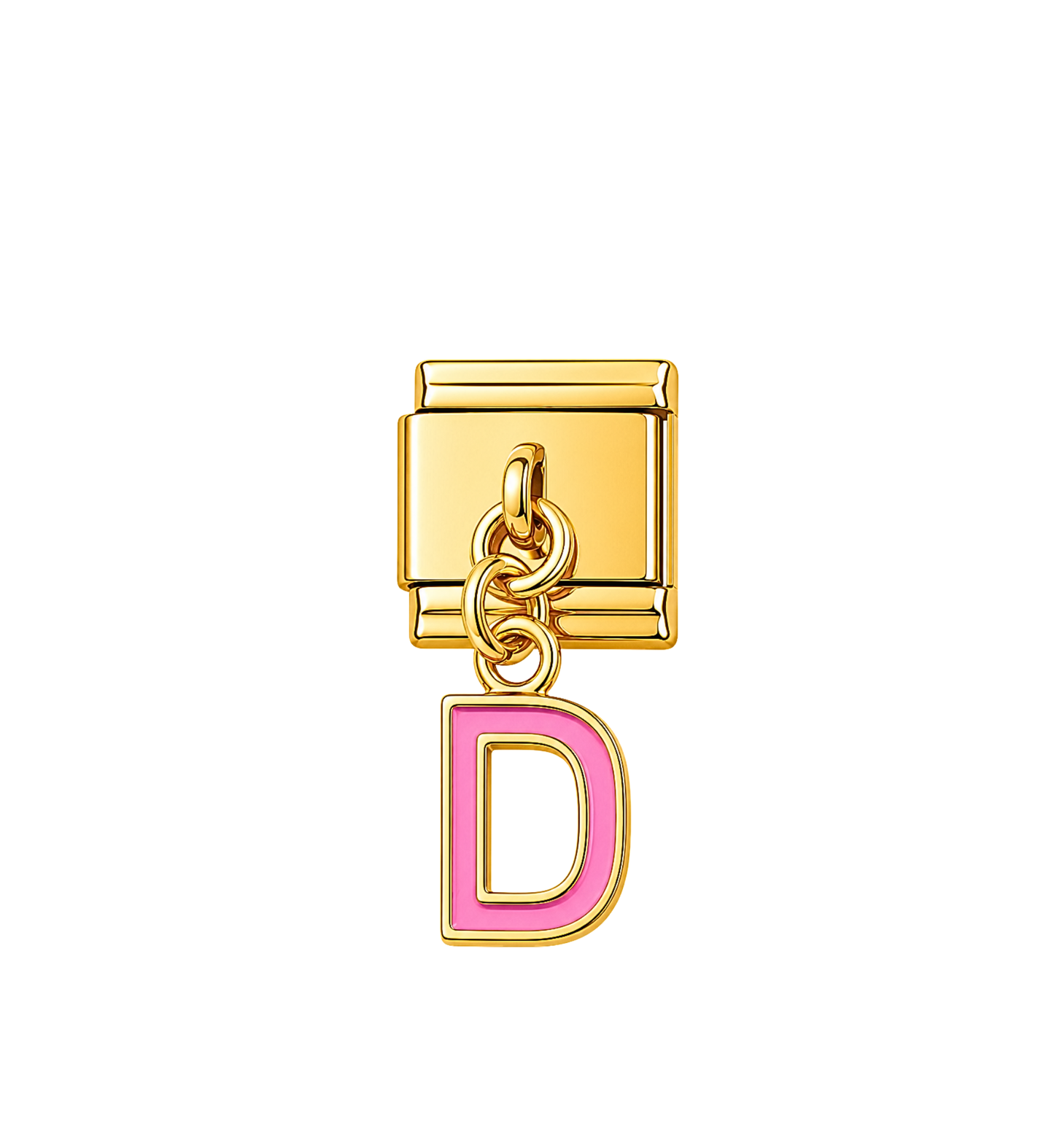 Charm dorado colgante letra D rosa acero inoxidable 304