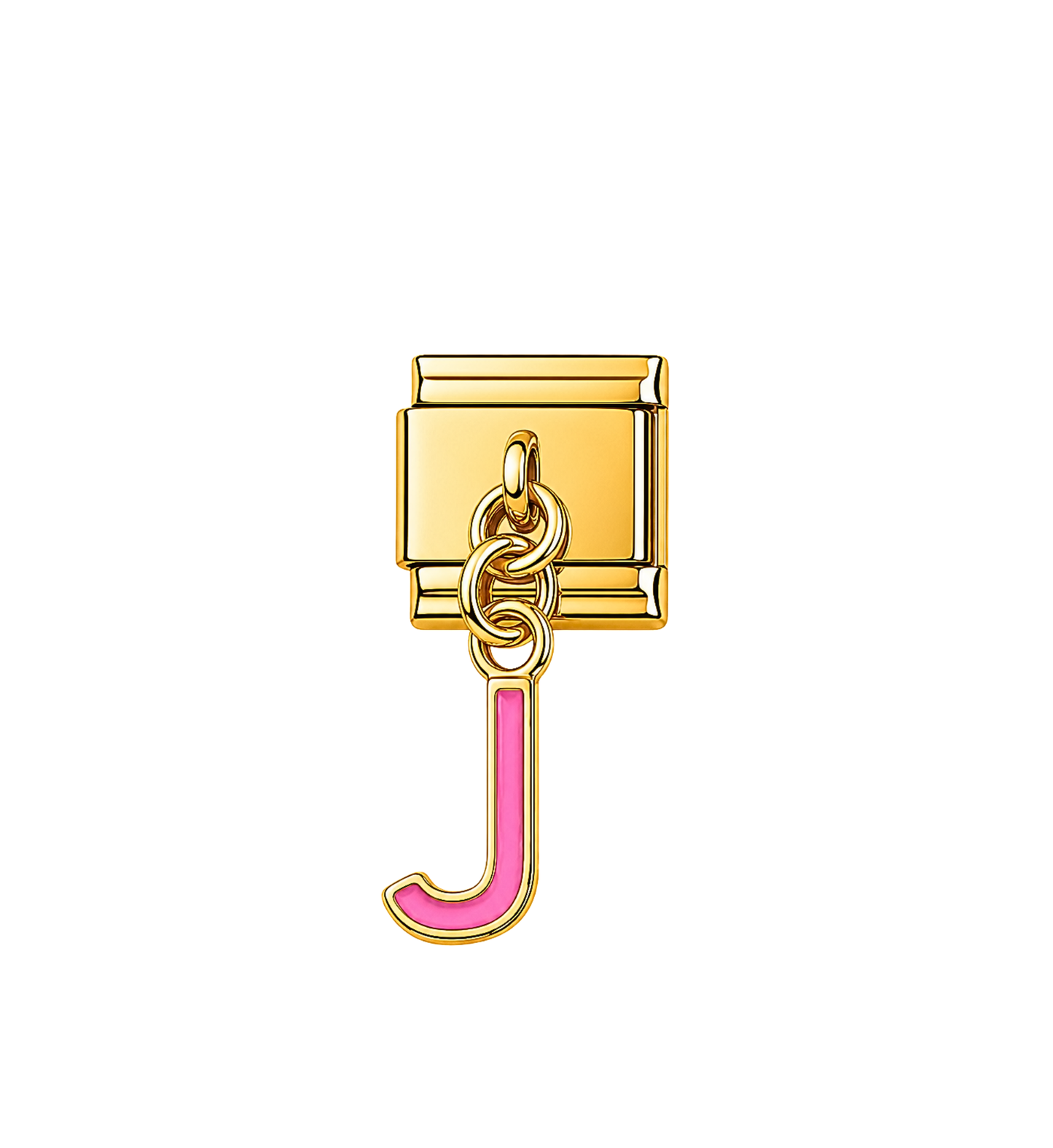 Charm dorado colgante letra J rosa acero inoxidable 304