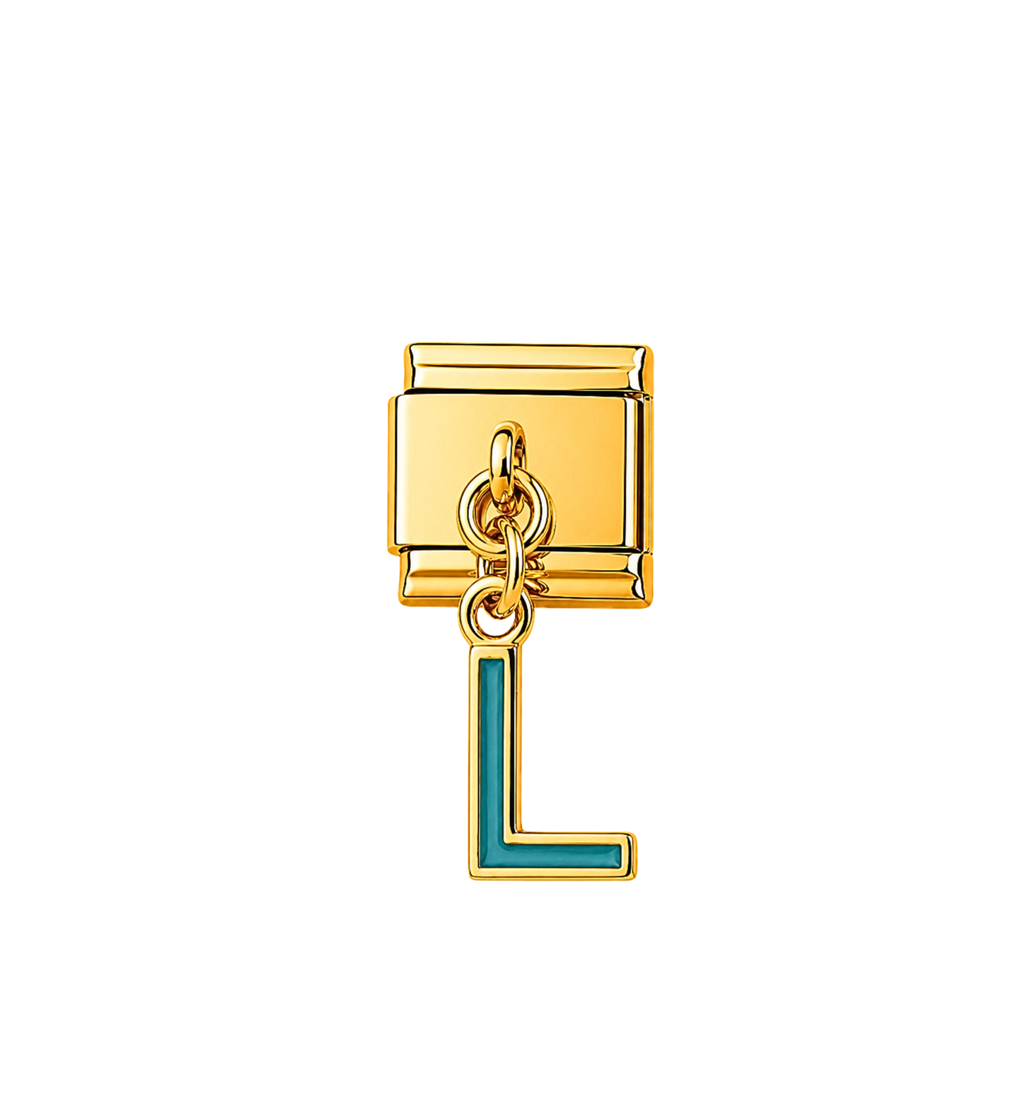 Charm dorado colgante letra L azul acero inoxidable 304