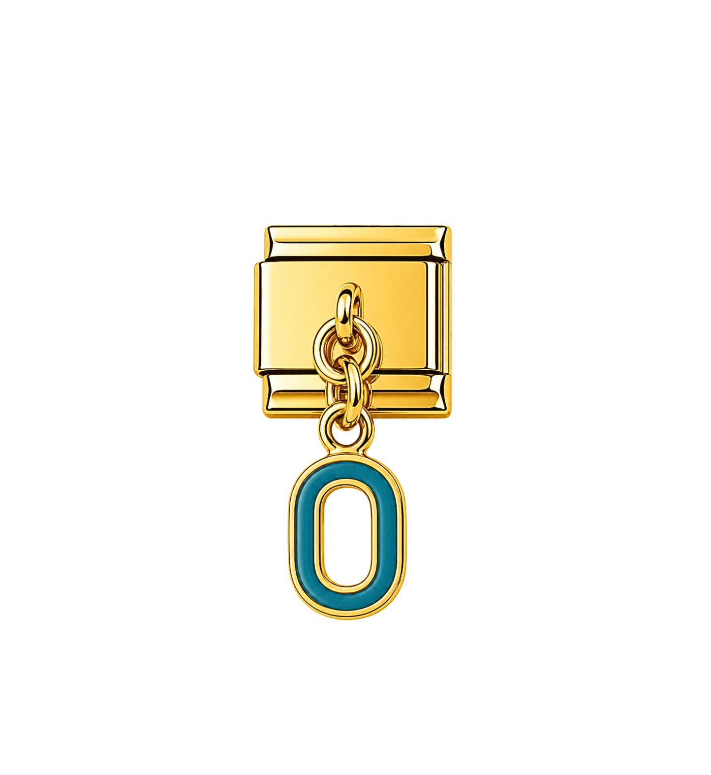 Charm dorado colgante letra O azul acero inoxidable 304