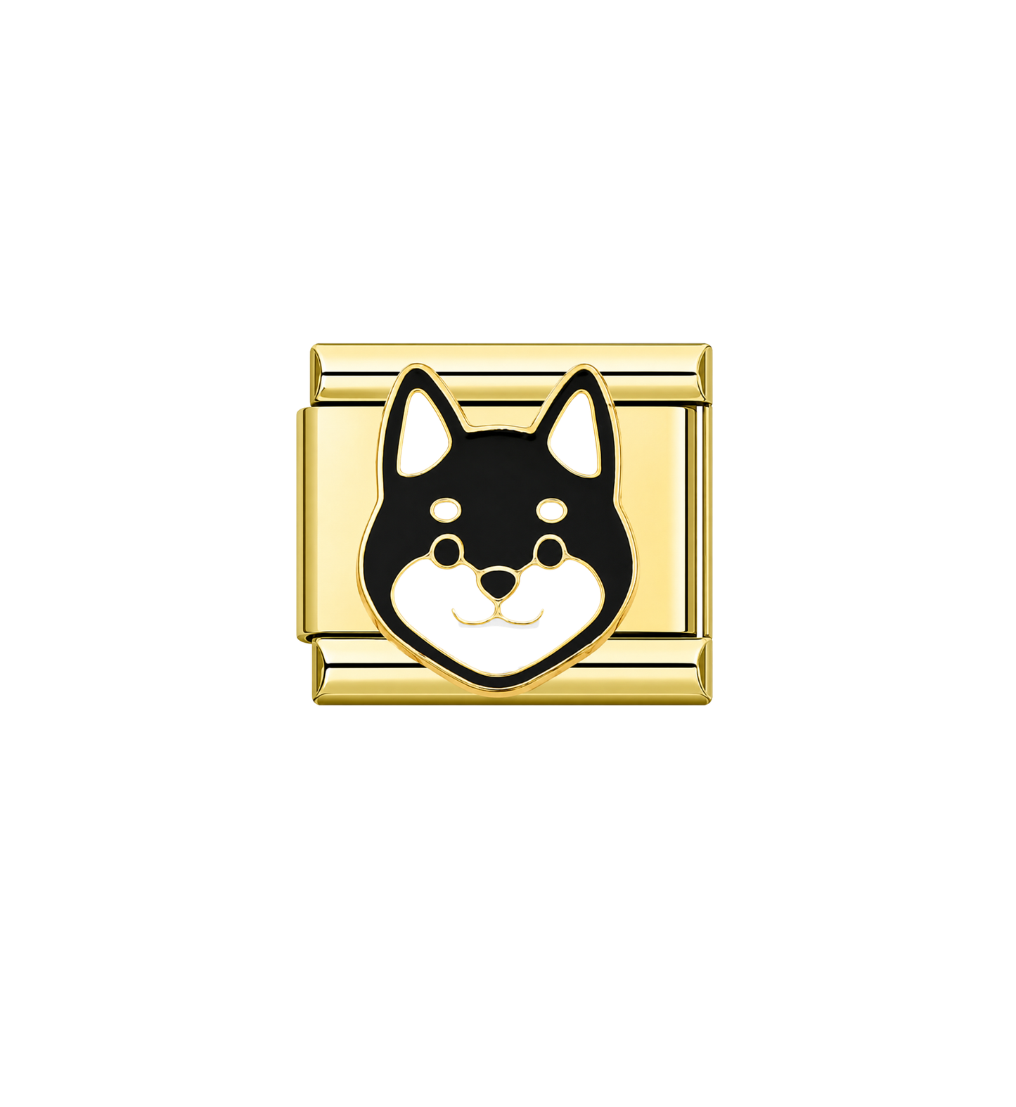 Charm dorado shiba inu negro acero inoxidable 201