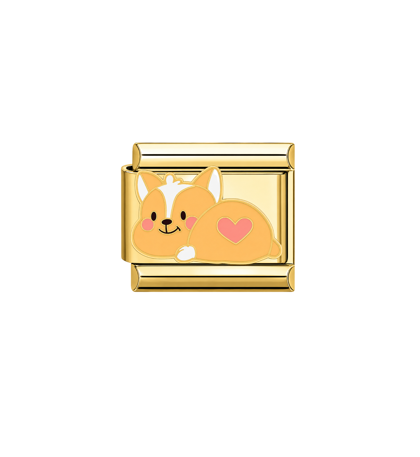 Charm dorado perrito con corazón acero inoxidable 201