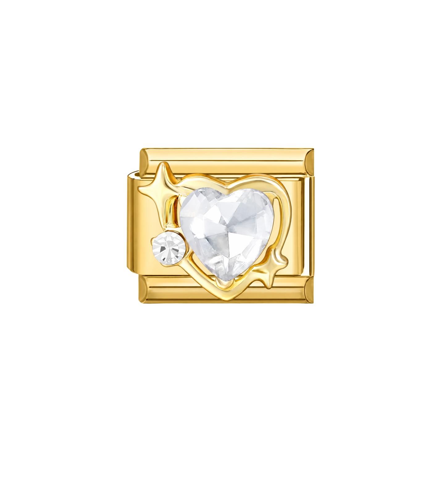 Charm dorado corazón con destellos acero inoxidable 304