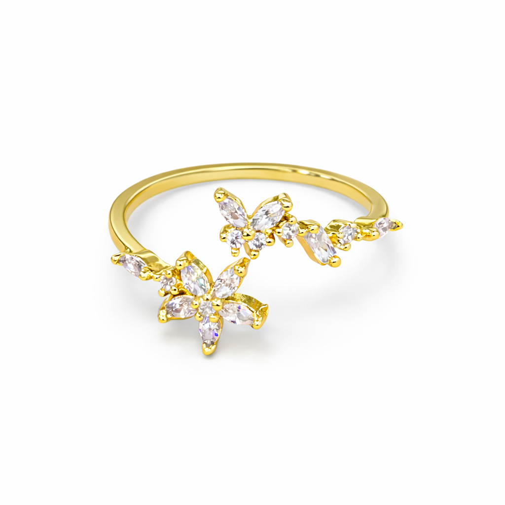 Anillo mariposa blanca chapa de oro