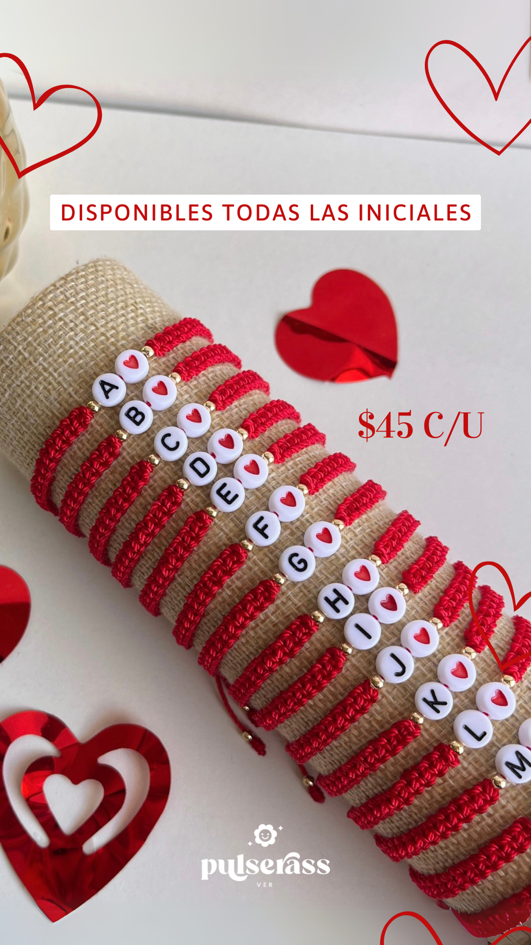 Pulseras Iniciales Rojas