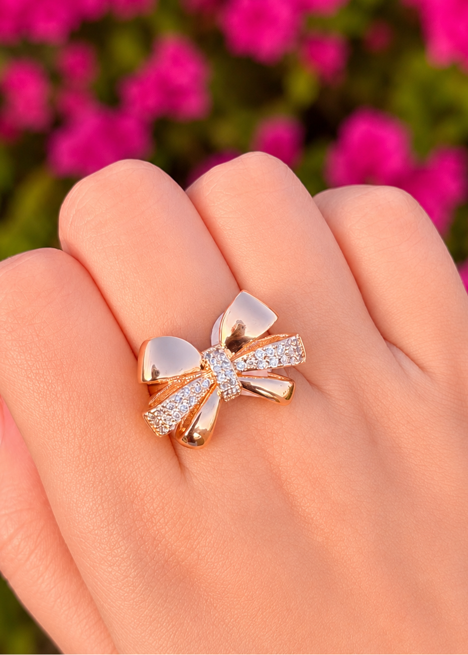 Anillo moño elegante chapa de oro