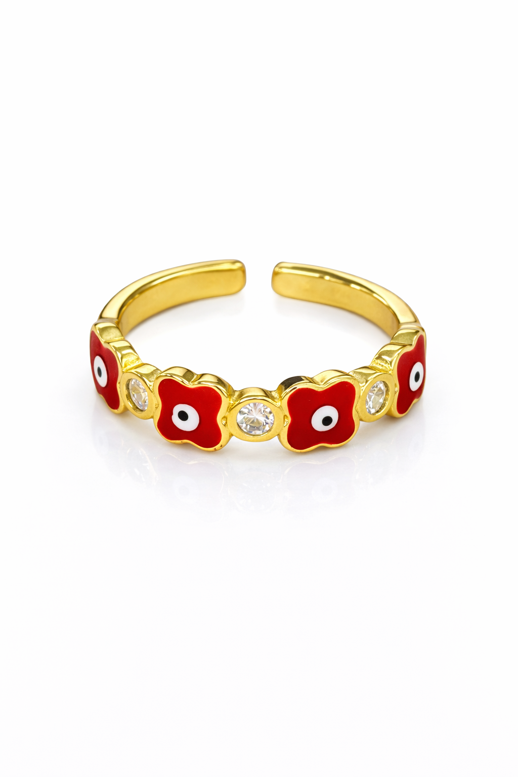 Anillo ojos turcos rojo chapa de oro