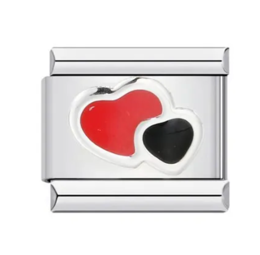 Charm Corazones Rojo y Negro