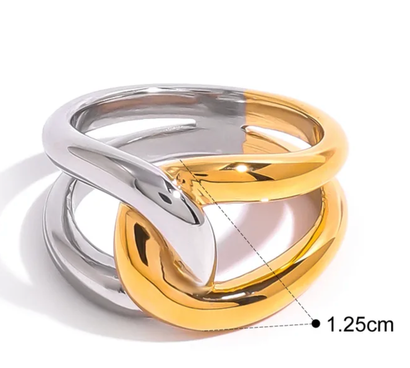 Anillo Cruzado Oro y Plata