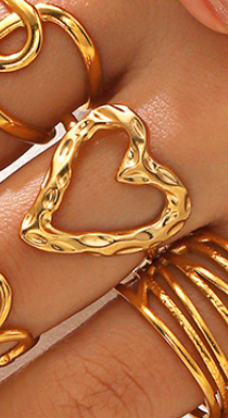 Anillo corazón orgánico ajustable acero inoxidable