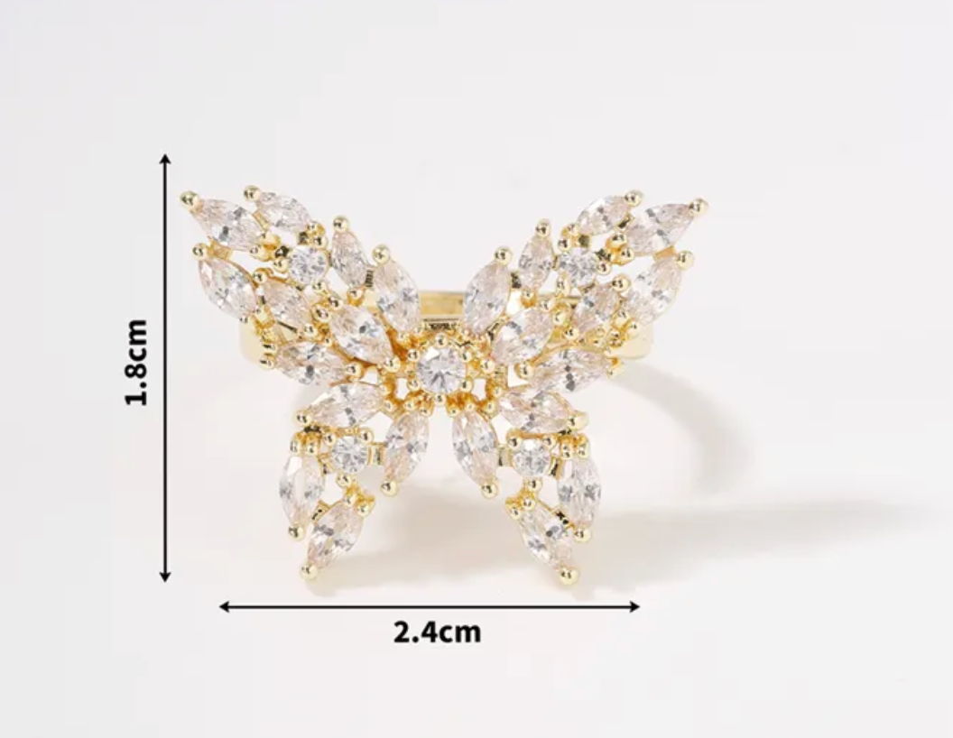 Anillo mariposa con zirconias chapa de oro