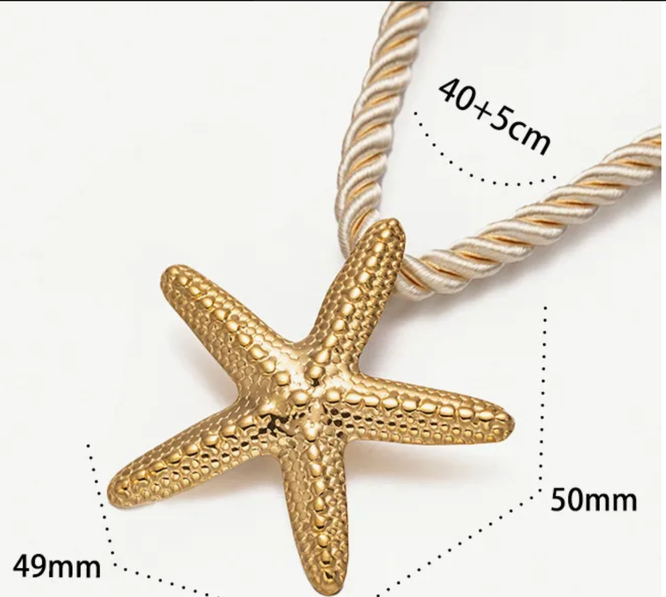 Collar Cuerda Estrella y Concha Acero Inoxidable