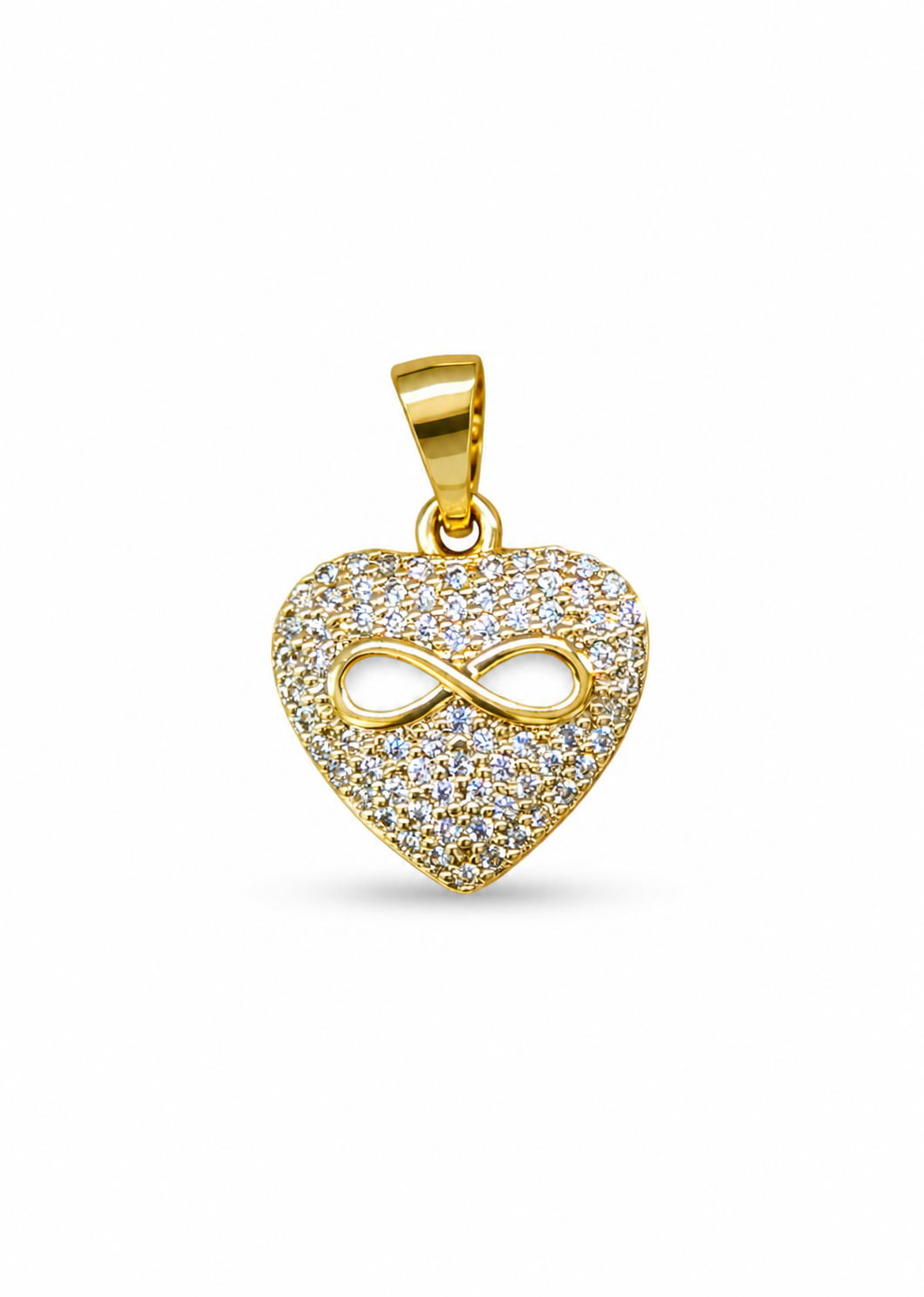Dije corazón con infinito y zirconias acero inoxidable