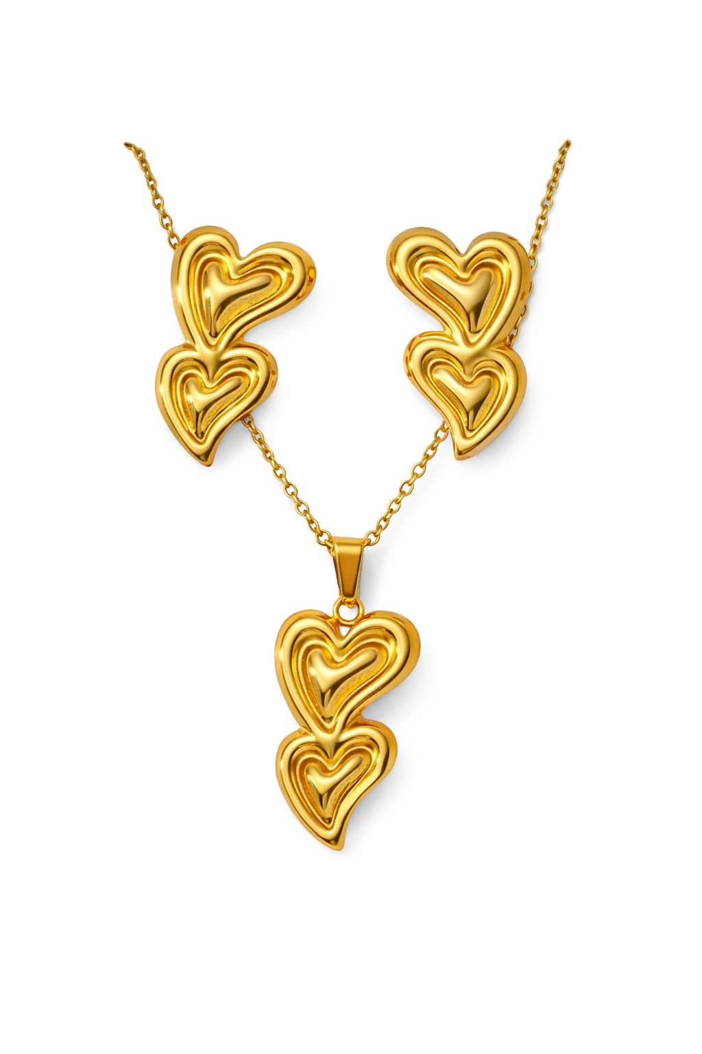 Conjunto dos corazones acero inoxidable
