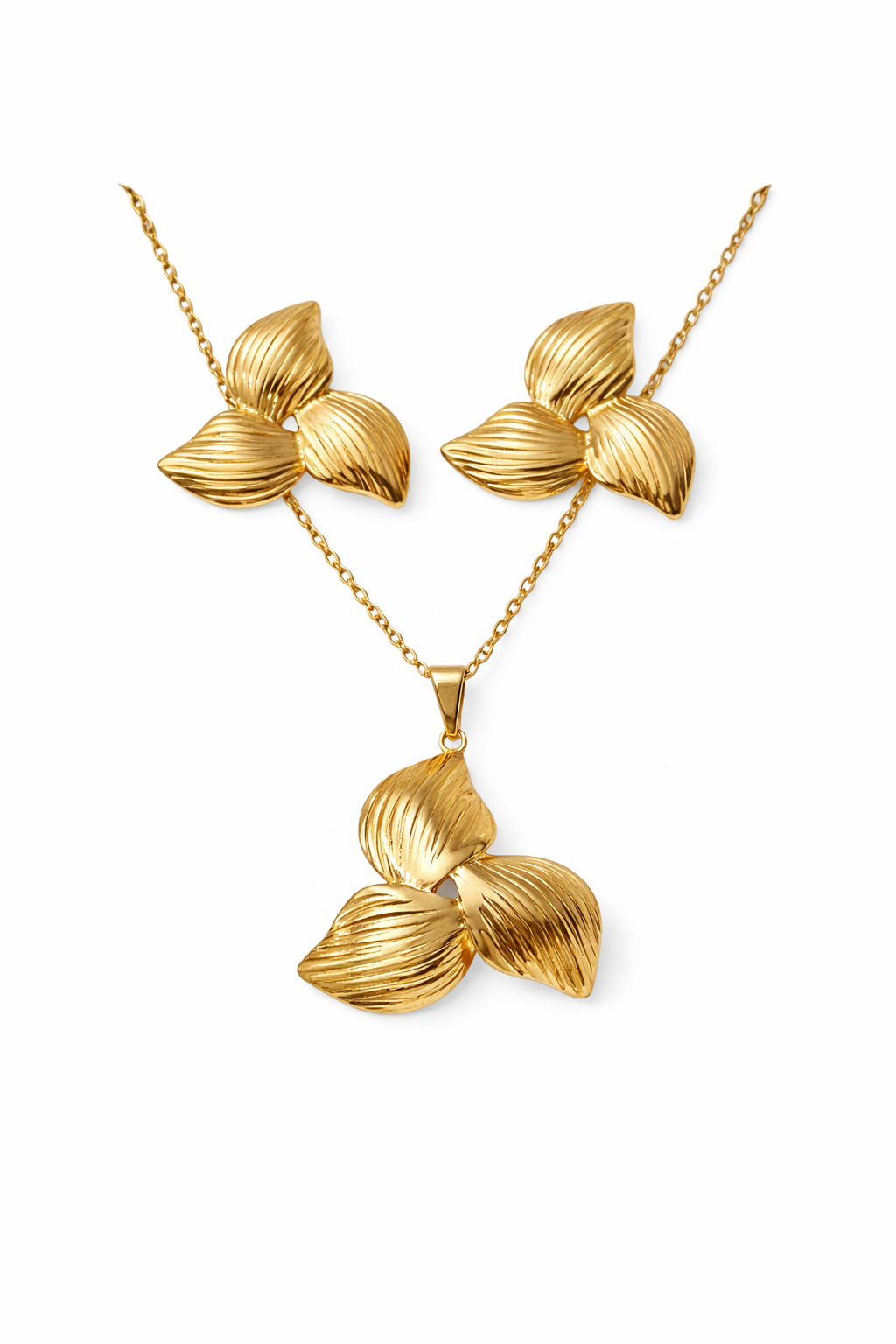 Conjunto cuatro pétalos acero inoxidable