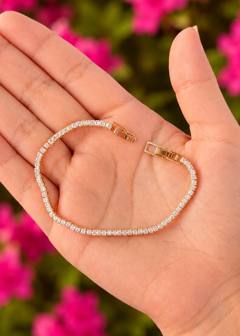 Pulsera tennis dorada con zirconias chapa de oro