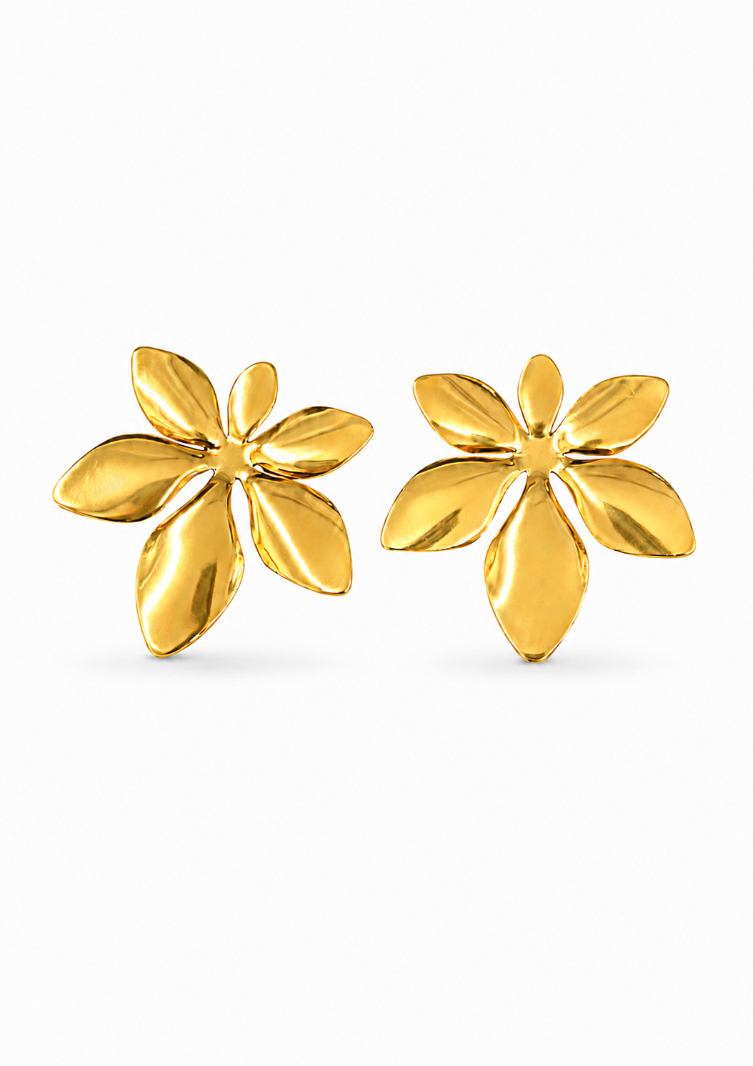 Aretes flor hawaiana dorados acero inoxidable