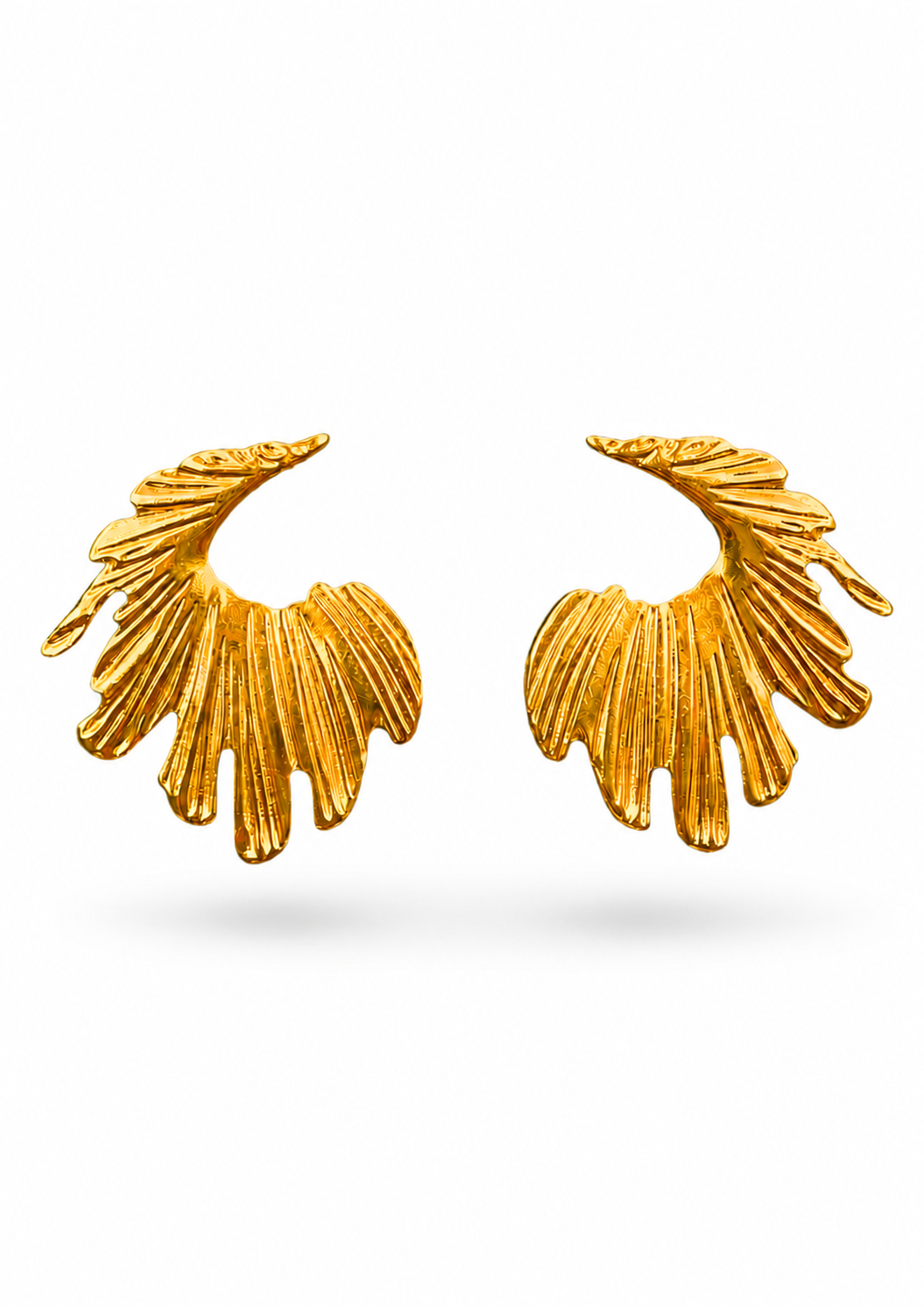 Aretes hoja de ginkgo dorados acero inoxidable