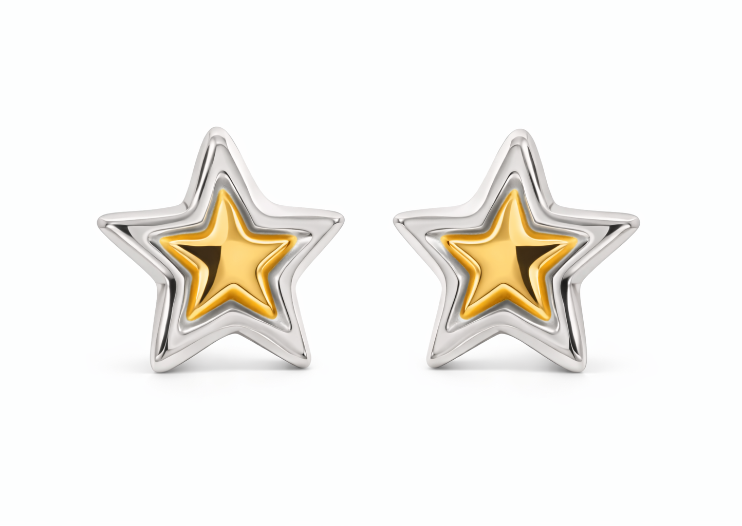 Aretes estrellas bicolor acero inoxidable