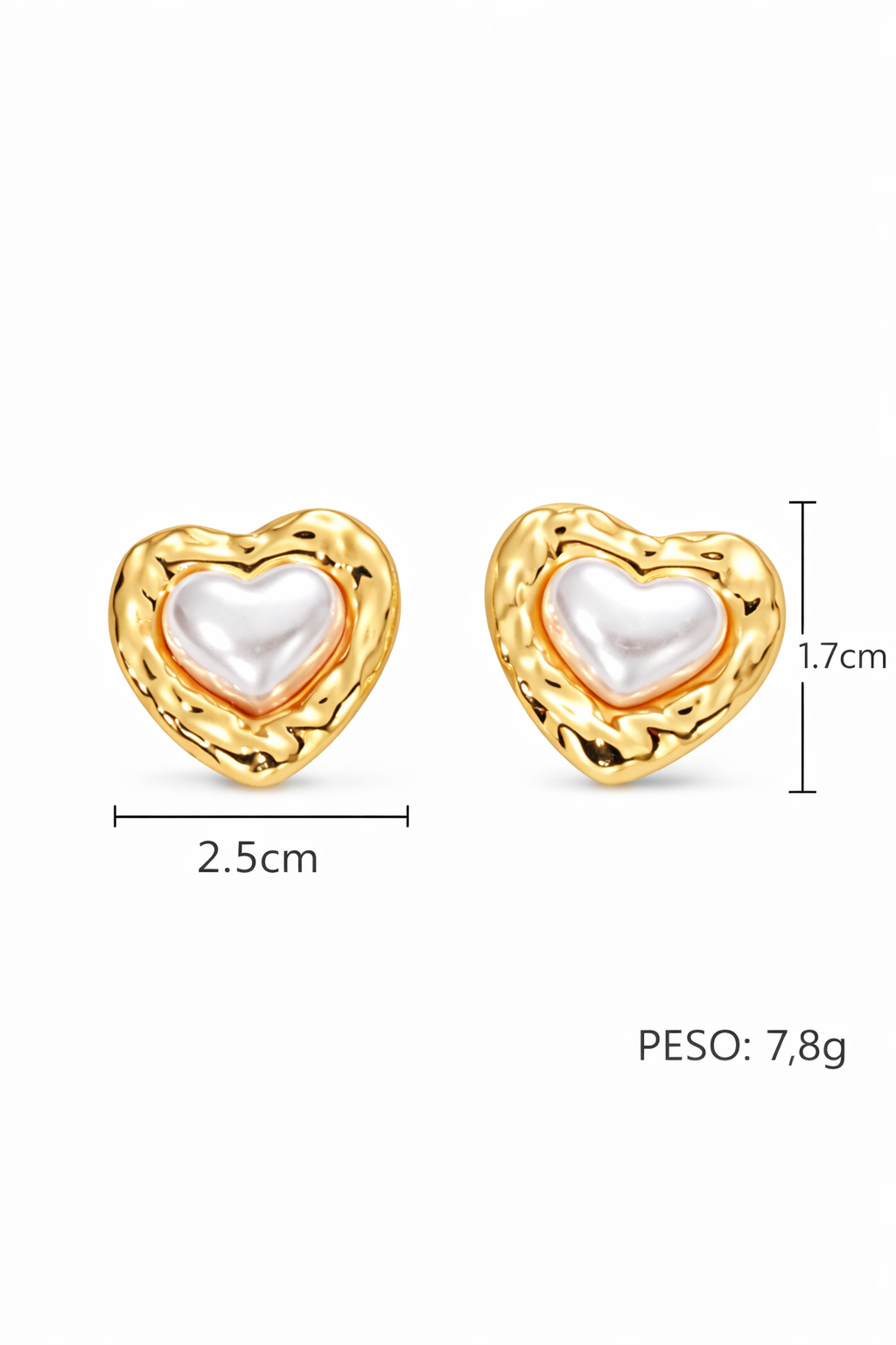 Aretes corazón perla moderno acero inoxidable