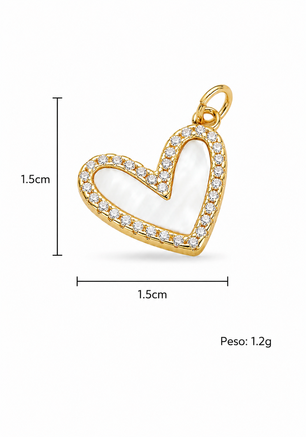 Dije corazón nacarado chapa de oro