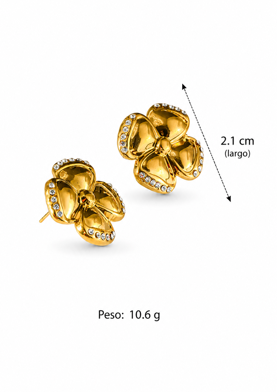 Aretes flor orgánica con cristales acero inoxidable