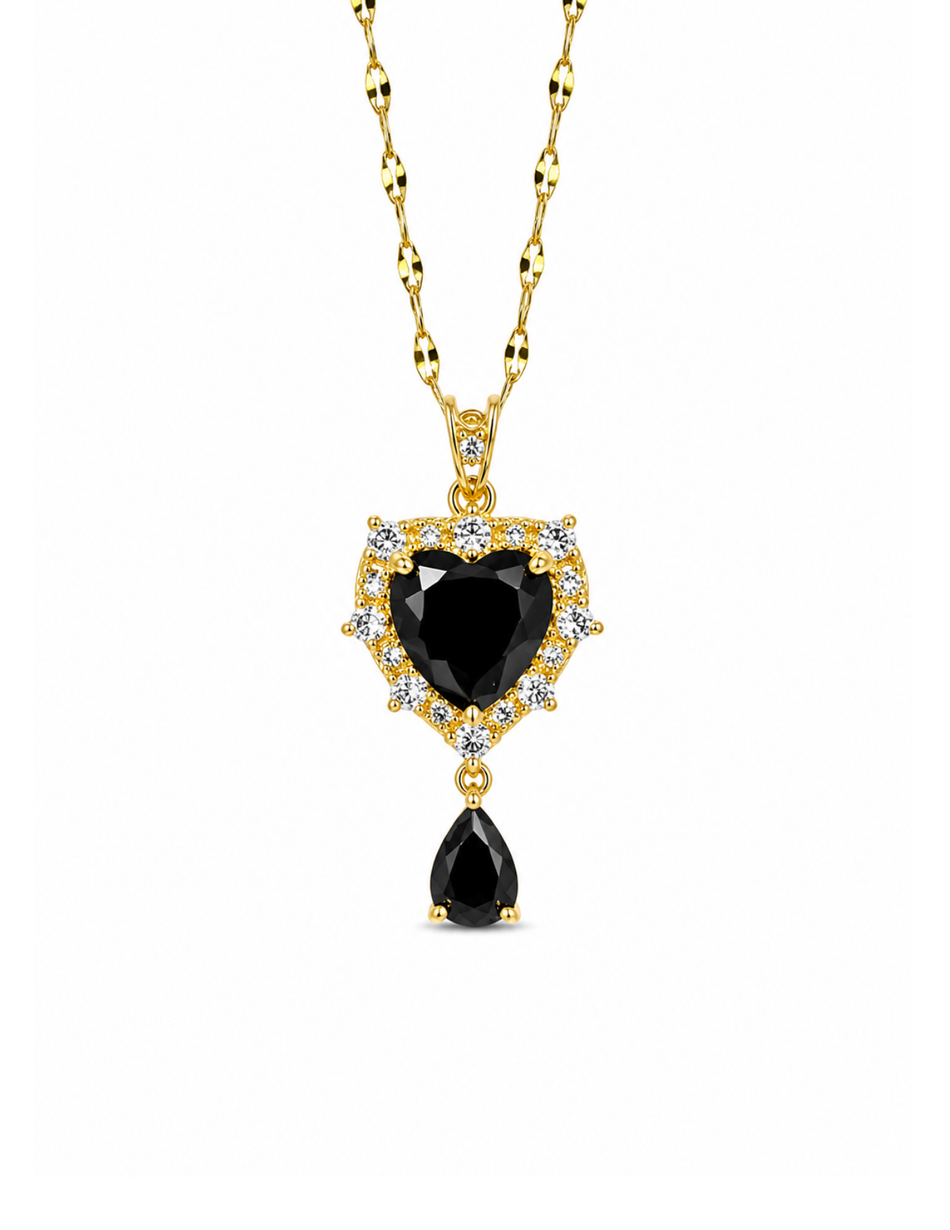 Collar corazón con gota acero inoxidable