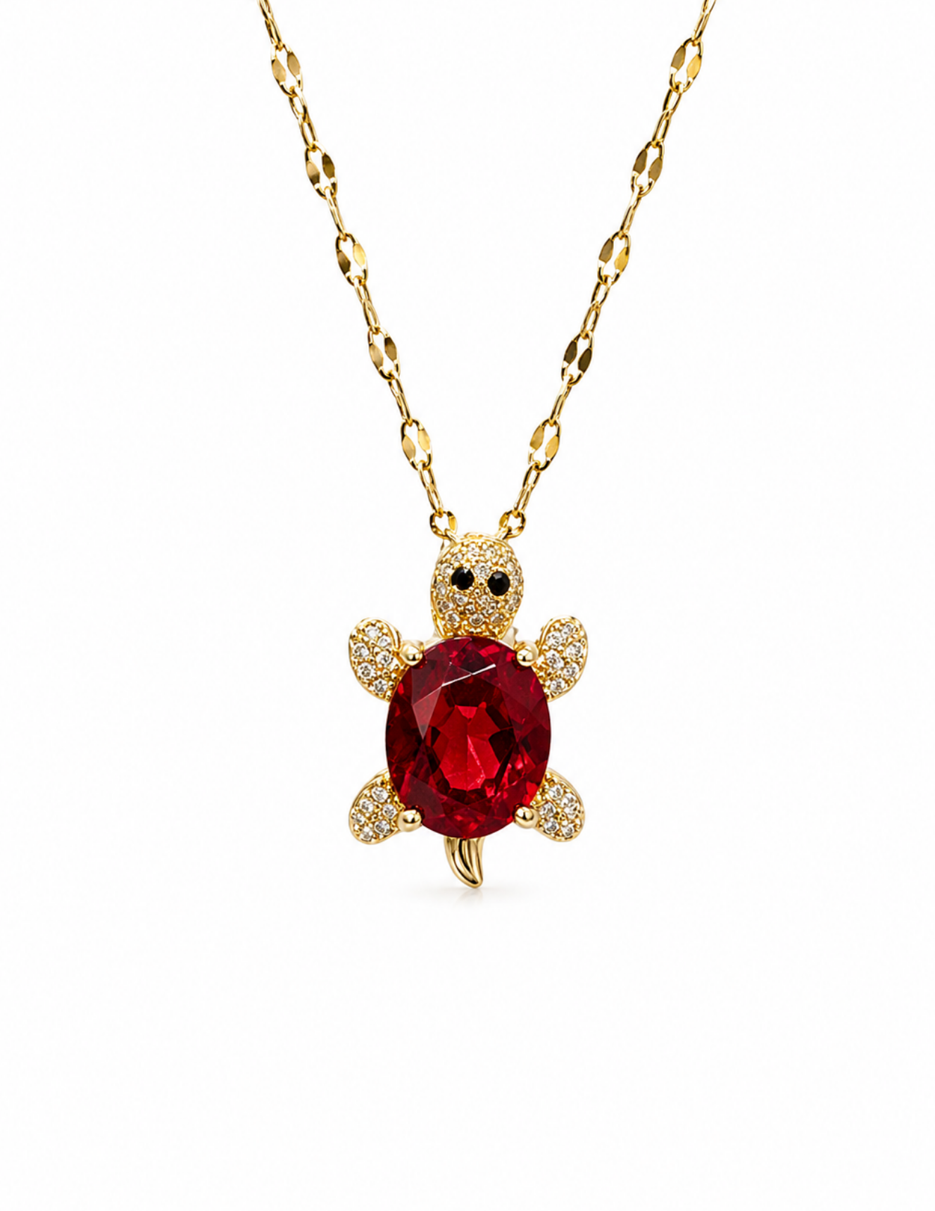 Collar dije tortuga con zirconias acero inoxidable