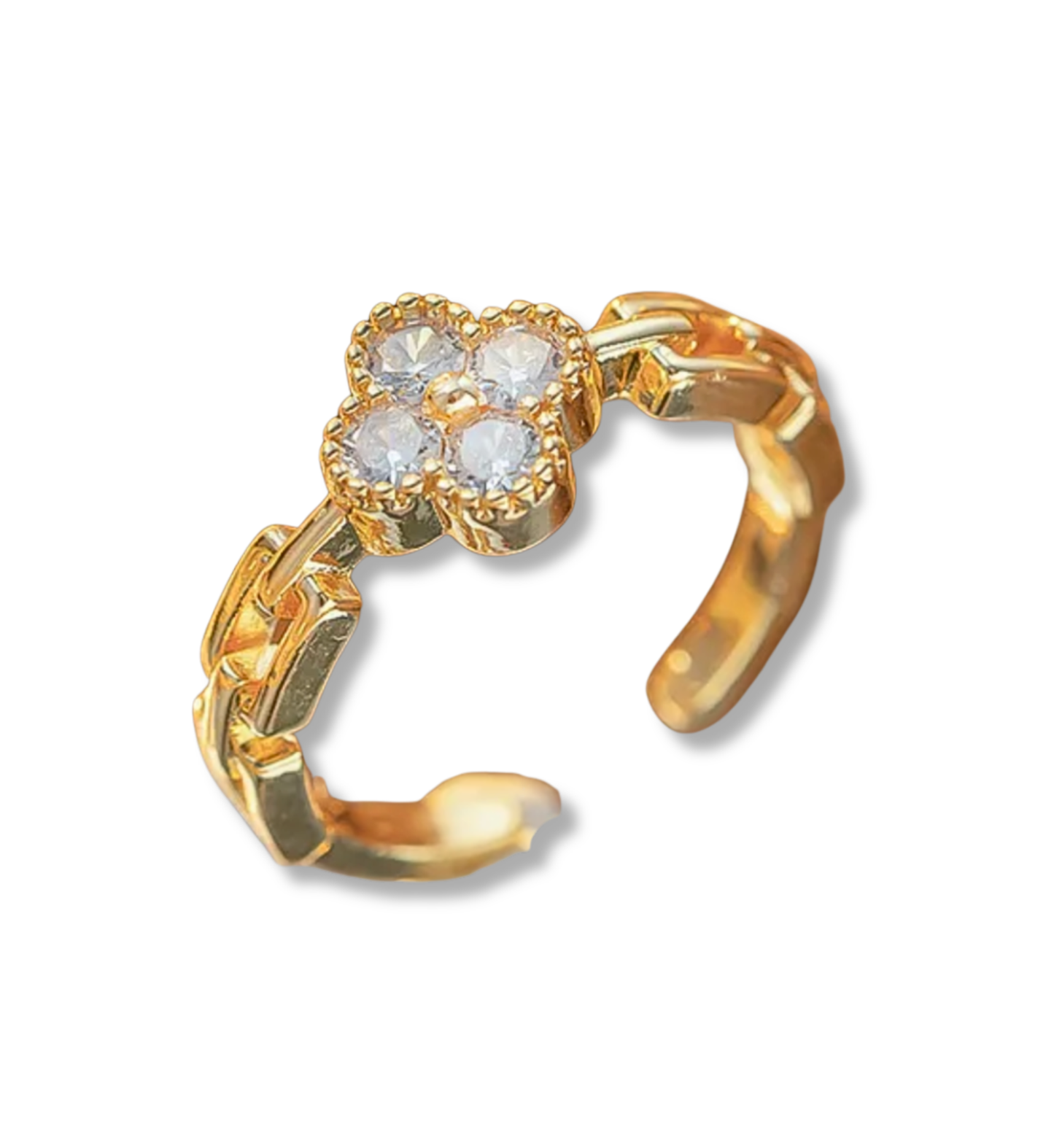 Anillo de trébol cobre enchapado en oro
