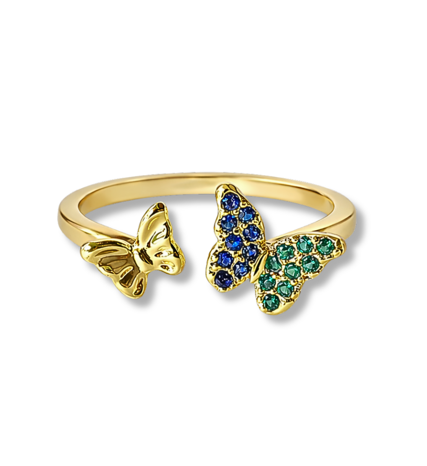 Anillo dos mariposas chapa de oro