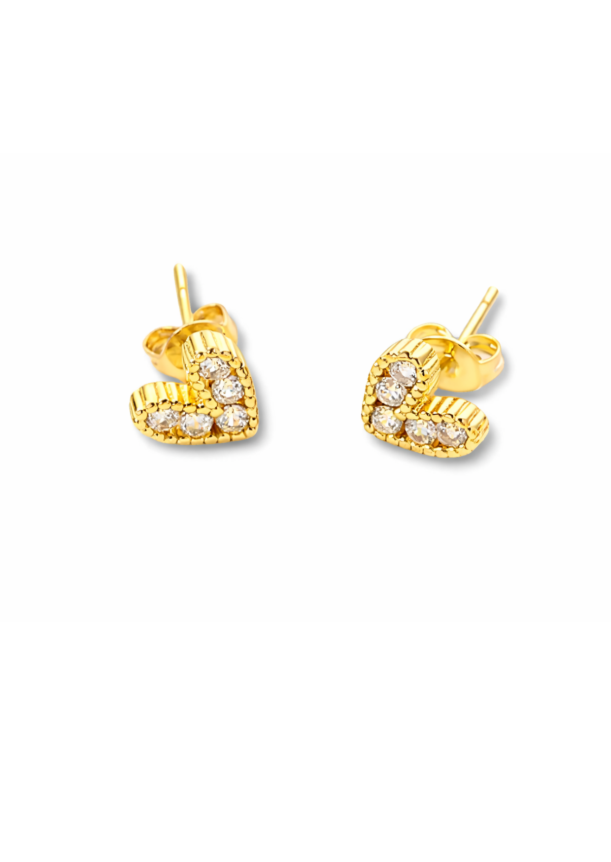 Aretes corazón con zirconias chapa de oro
