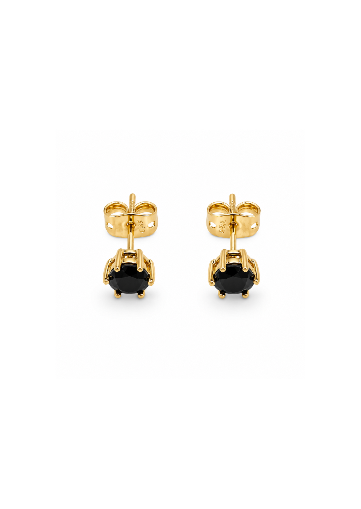 Aretes chicos piedra en solitario chapa de oro