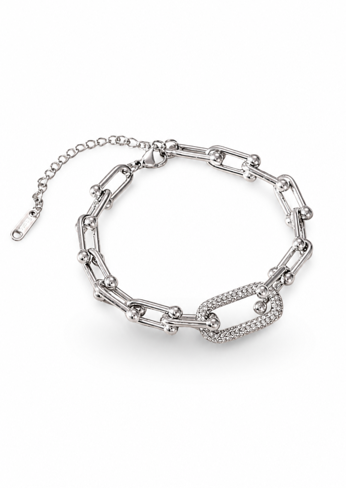 Pulsera de eslabones con detalle ovalado acero inoxidable