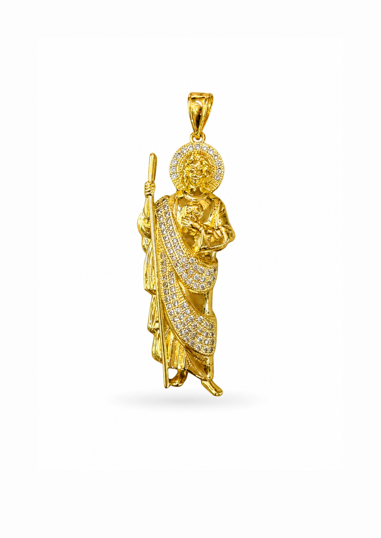 Dije grande 3D San Judas con zirconias acero inoxidable