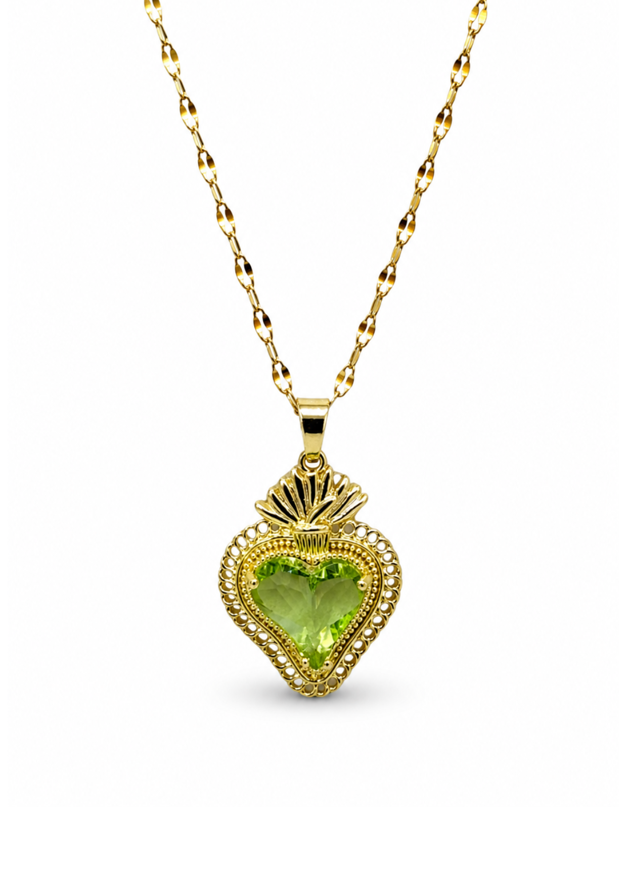 Collar sagrado corazón con zirconia acero inoxidable