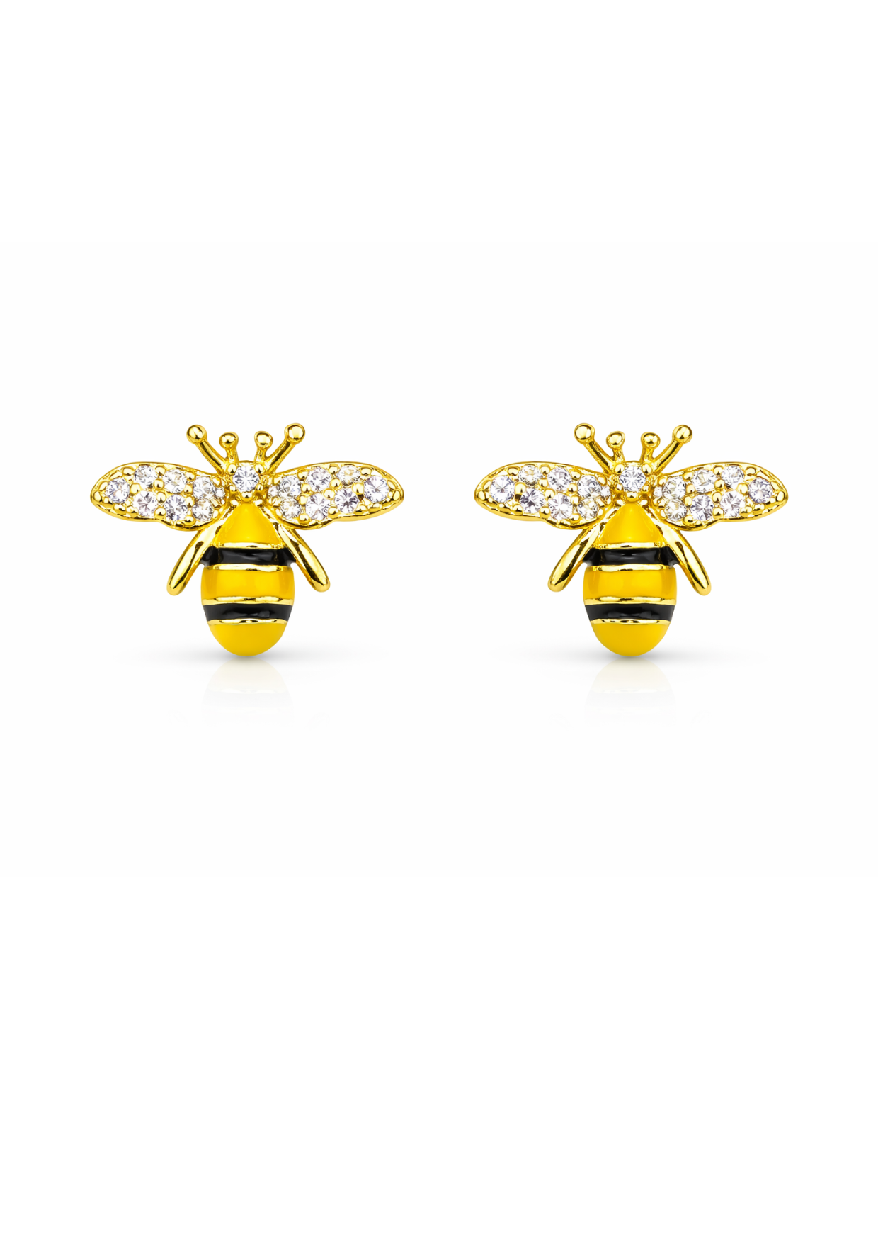 Aretes abeja con circón acero inoxidable