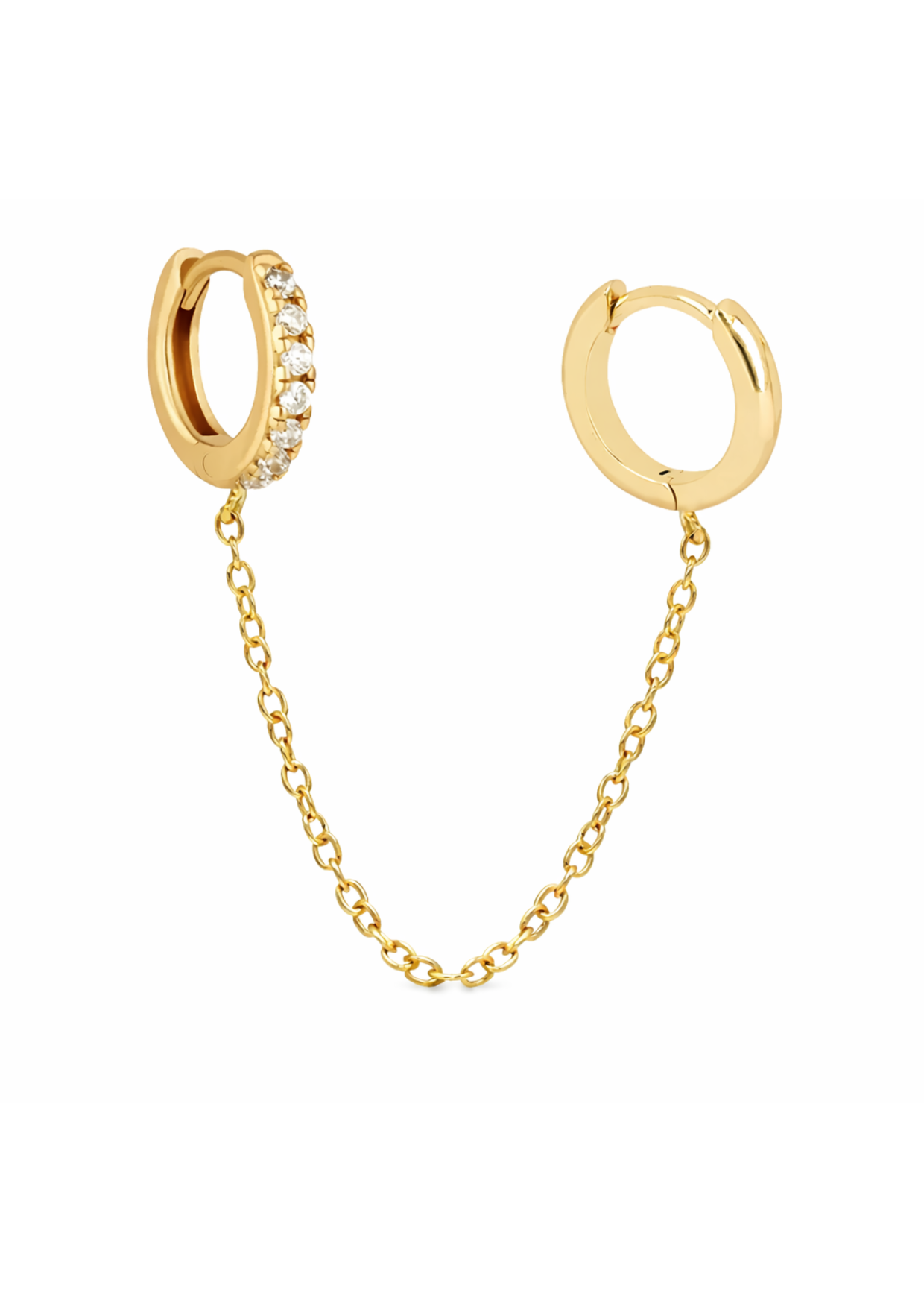 Huggies con cadena y zirconias chapa de oro