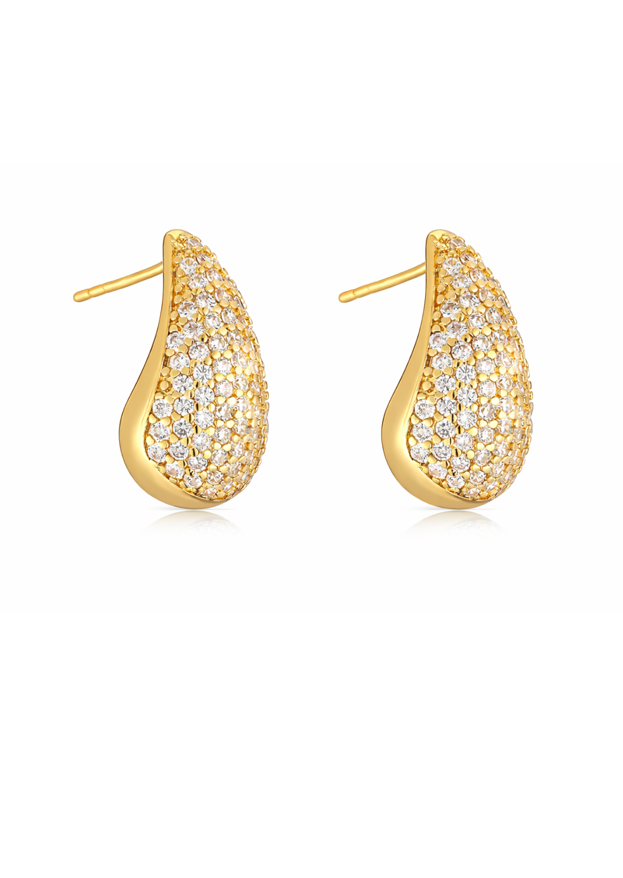 Aretes gotas con zirconias chapa de oro