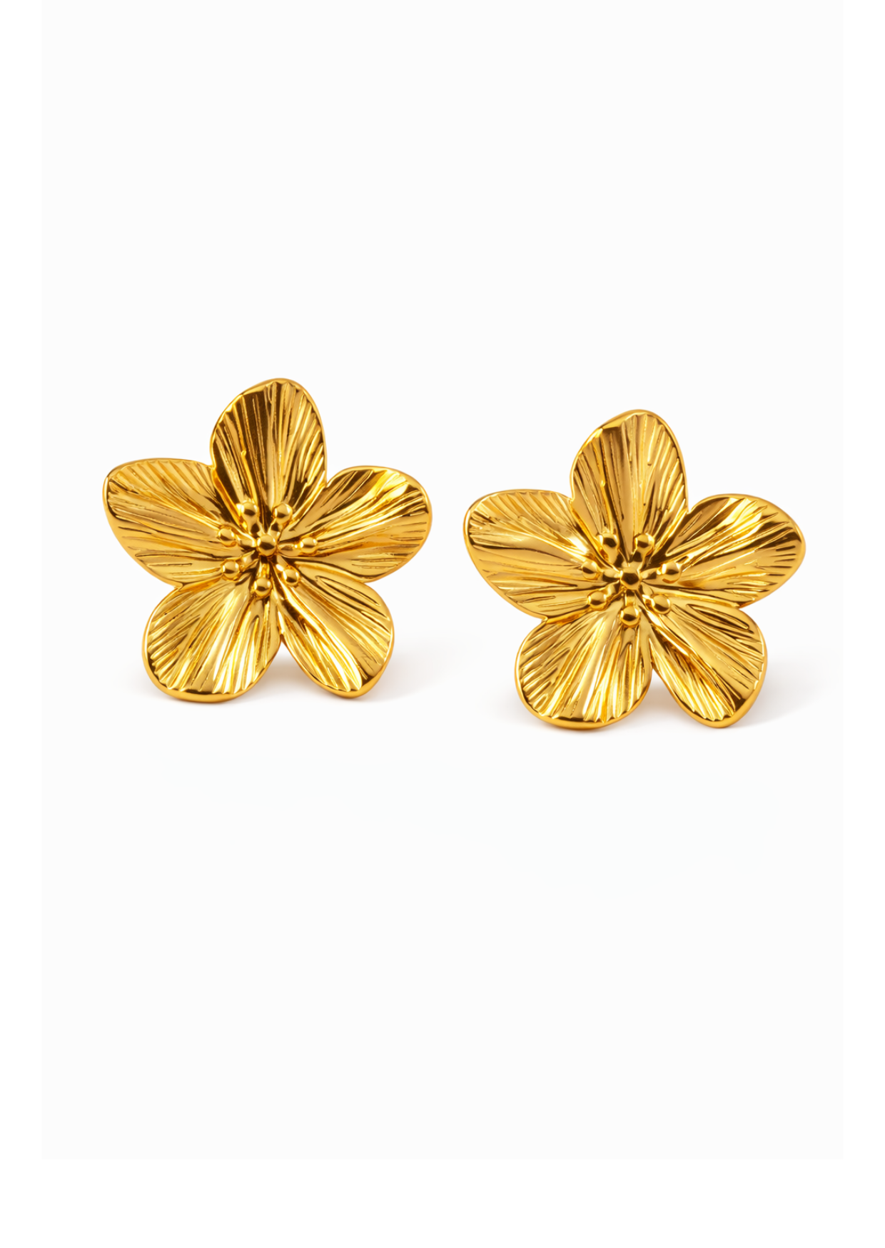 Aretes flor estilo clásico dorado acero inoxidable