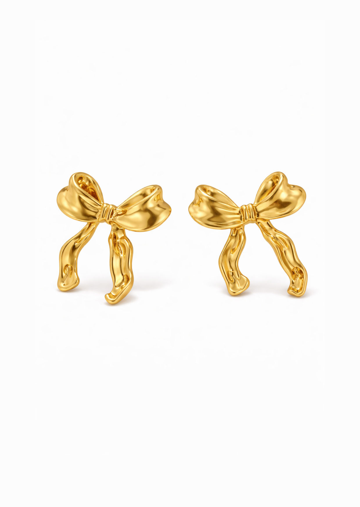 Aretes moño dorado acero inoxidable