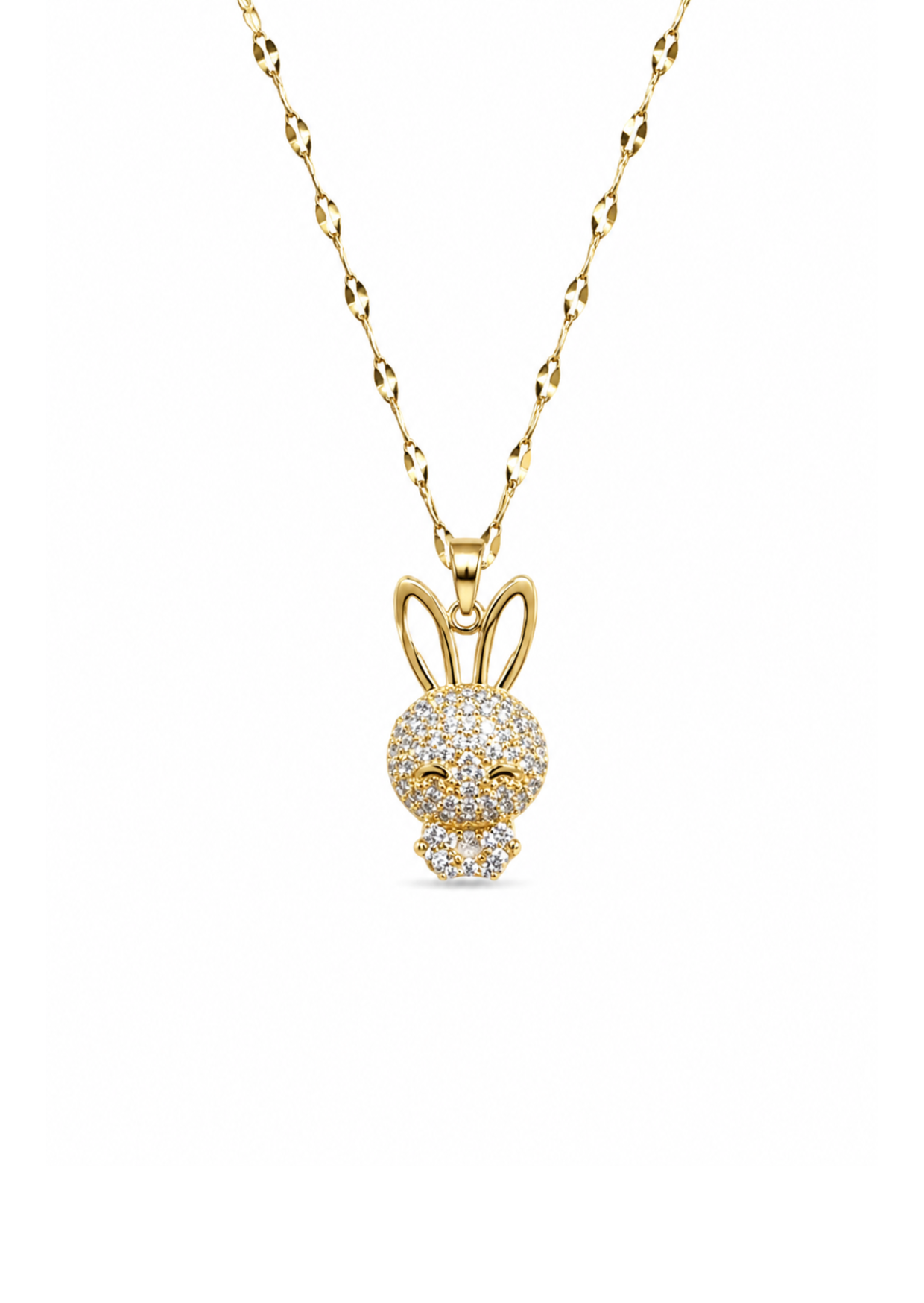 Collar conejo acero inoxidable con zirconias