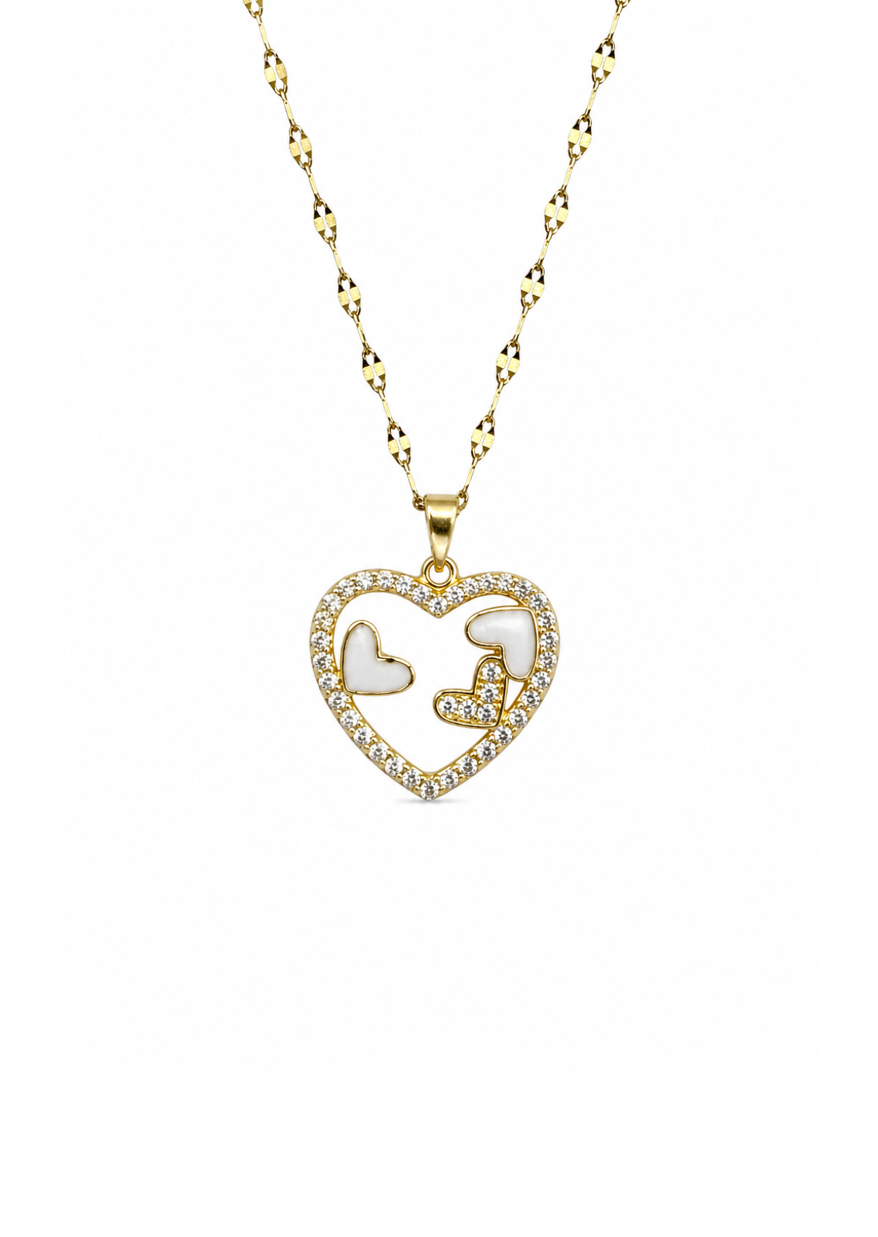 Collar corazón con corazones acero inoxidable con zirconias