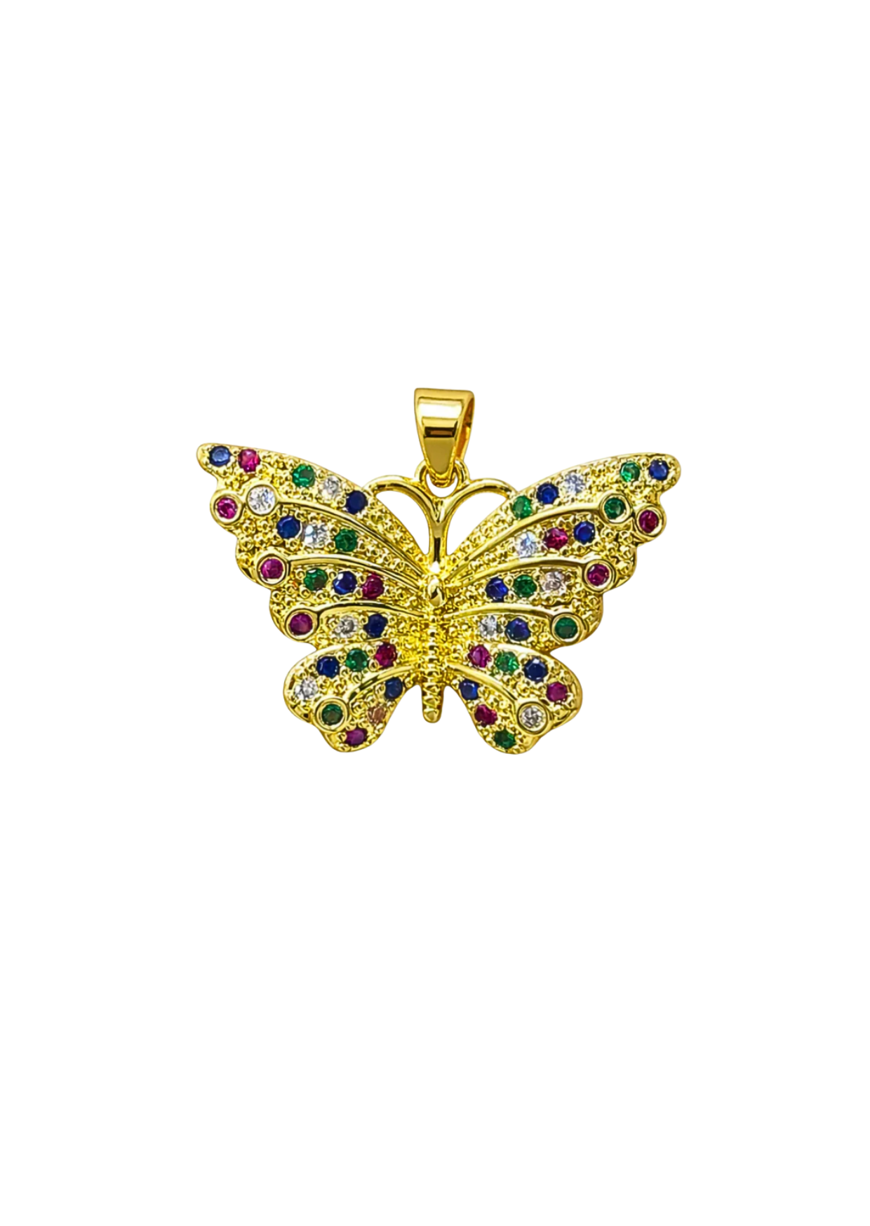 Dije mariposa con zirconias de colores acero inoxidable