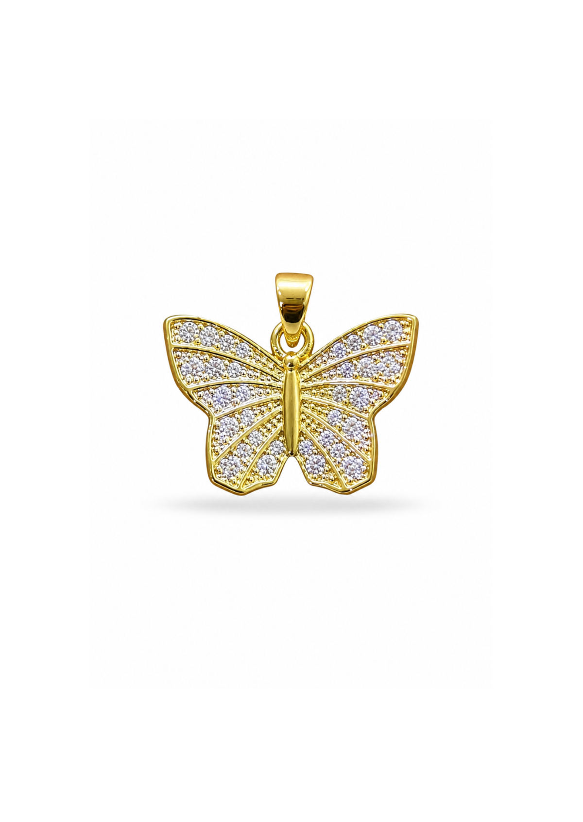 Dije mariposa con zirconias dorada acero inoxidable